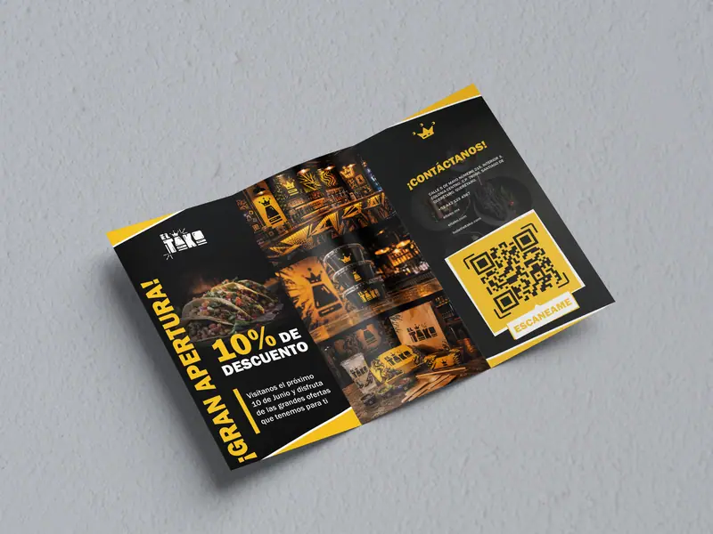 El Tako: Flyer tríptico de gran apertura